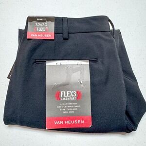 Van Heusen Flex3 Pants Mens 32x30 Slim Fit Max-Flex Waistband Stretch Dress